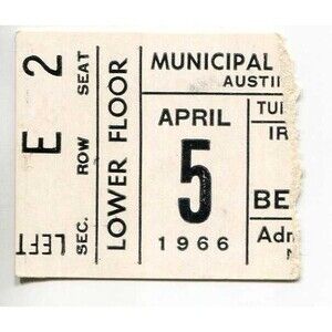 Vintage 1966 Beach Boys Lovin Spoonful Concert Ticket Stub Austin TX